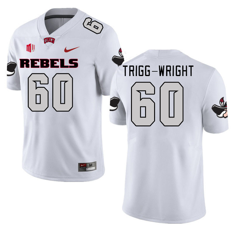 Men #60 Amani Trigg-Wright UNLV Rebels 2023 College Football Jerseys Stitched-White - Click Image to Close